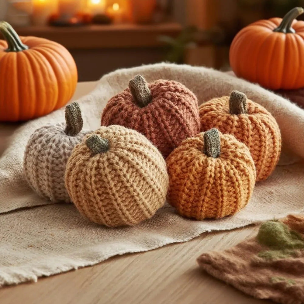 Crochet Pumpkin Ornaments Set Handmade Knitted Fall Pumpkin Decor for Halloween Thanksgiving Table Centerpiece Home Decoration