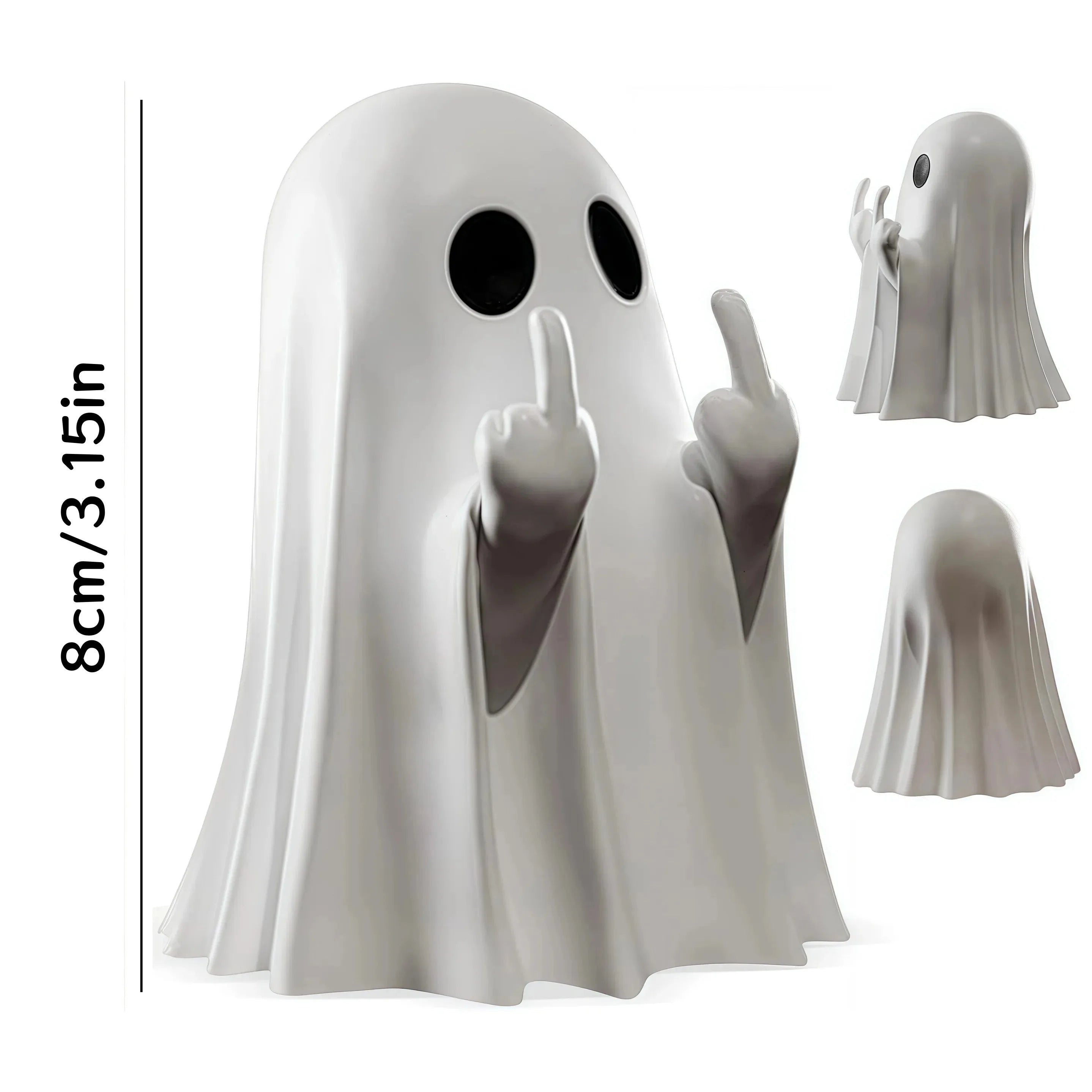 Funny Ghost Statue Figurine Mini Resin Halloween Decor for Home Desk and Office