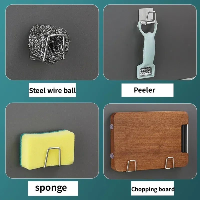 Stainless Steel Sink Sponge Holder – No Drill, Self-Adhesive