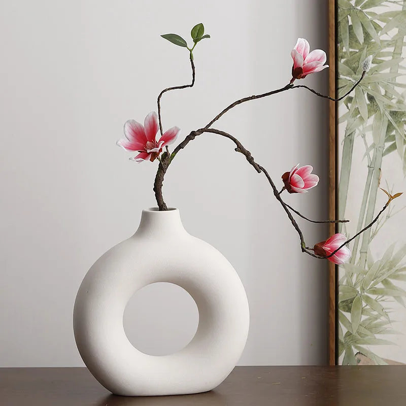 Minimalist Donut Vase Modern Ceramic Flower Pot