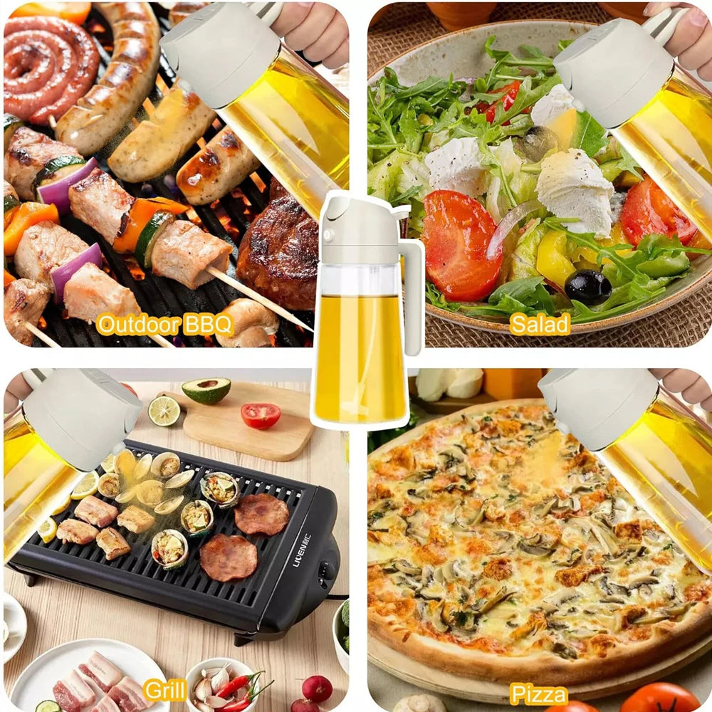 2-in-1 Oil & Sauce Dispenser Bottle Leak-Proof Pourer for Kitchen, BBQ & Cooking