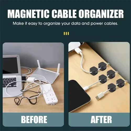 Magnetic Cable Organizer 6 PC Adhesive Cord Clips for Desk & Home Office