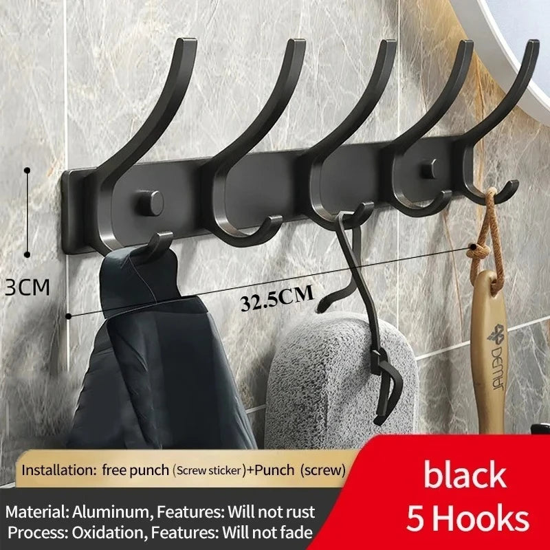 Foldable Wall Hook Rack 6 Hook Coat & Towel Hanger for Bathroom or Kitchen