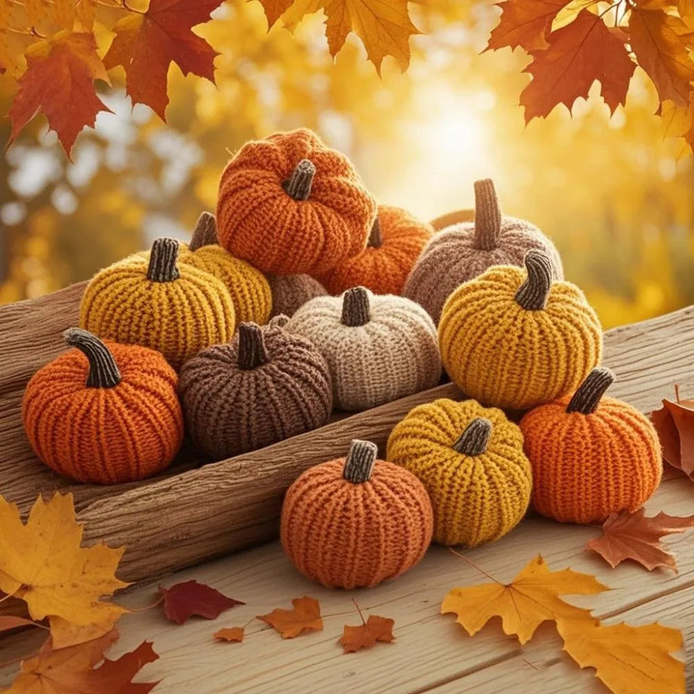 Crochet Pumpkin Ornaments Set Handmade Knitted Fall Pumpkin Decor for Halloween Thanksgiving Table Centerpiece Home Decoration