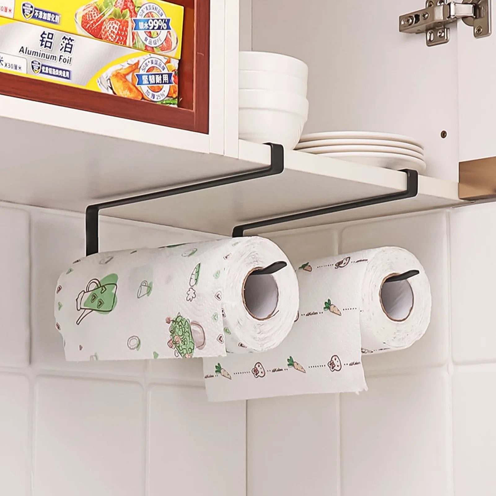 Under-Cabinet Paper Towel Holder Punch- Free Wall Mount for Kitchen & Bathroom