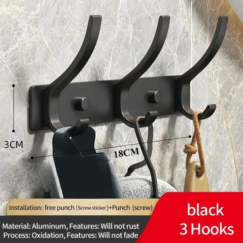 Foldable Wall Hook Rack 6 Hook Coat & Towel Hanger for Bathroom or Kitchen