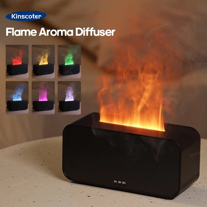 Flame Aroma Diffuser Ultrasonic Cool Mist Essential Oil Diffuser with LED Flame Effect