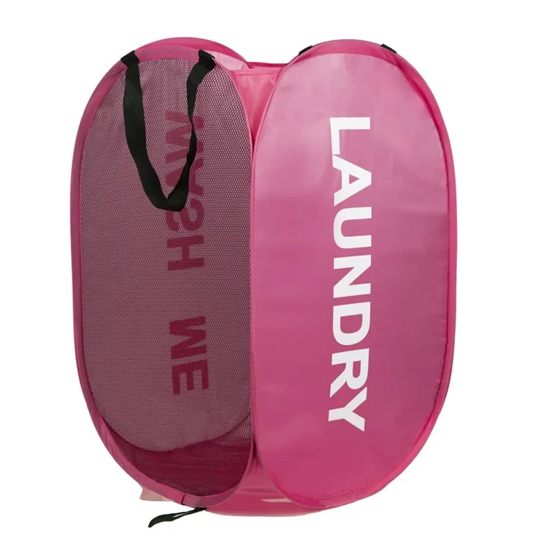 Collapsible Pop-Up Laundry Hamper Portable Mesh Basket for Bedroom, Dorm & Travel