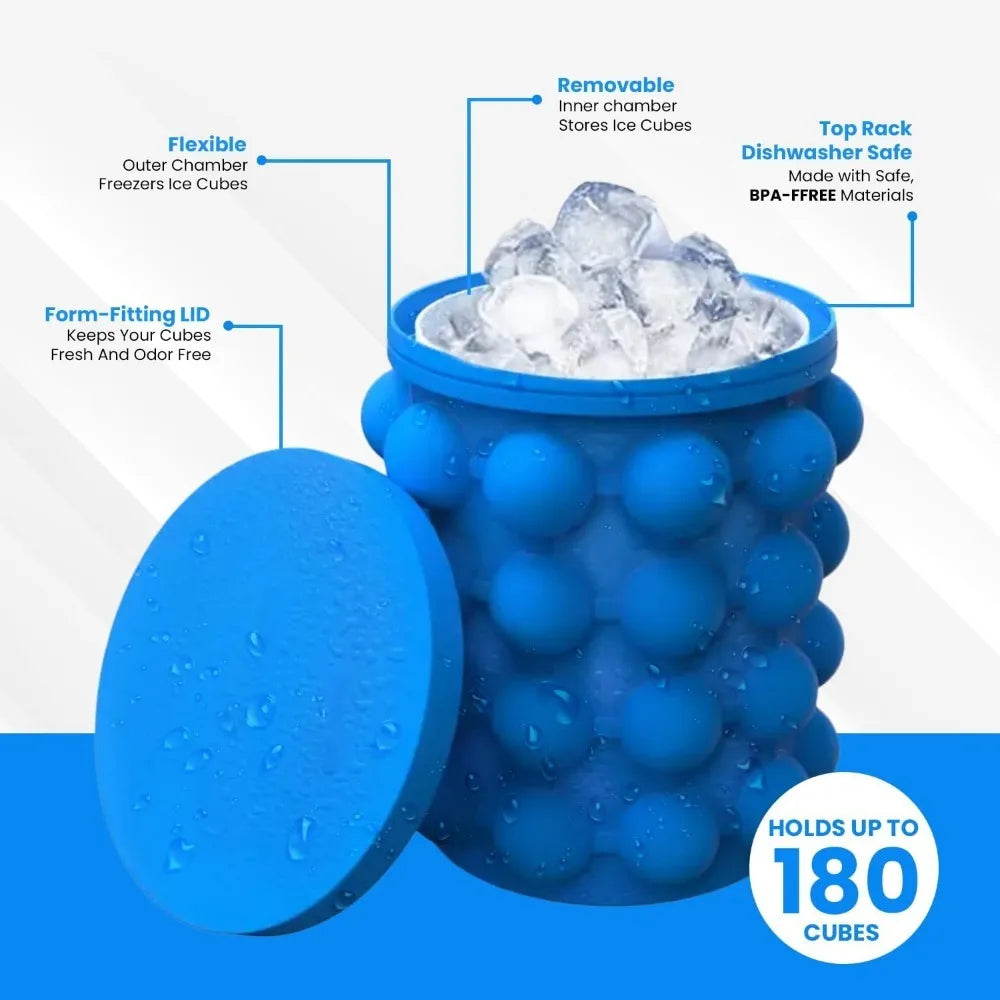 2-in-1 Silicone Ice Bucket & Ice Cube Mold Portable Drink Maker