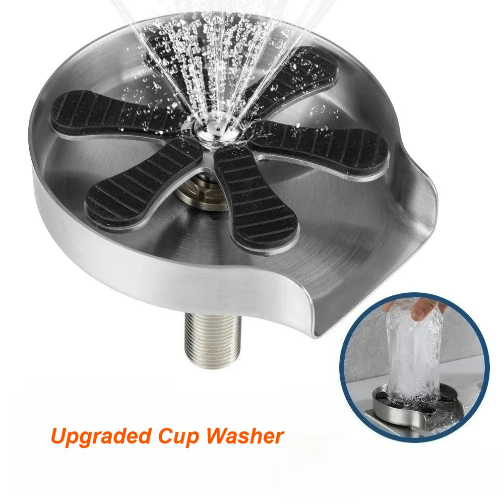 Automatic Pressure Glass Rinser Stainless Steel Sink Cup Washer for Kitchen and Bar