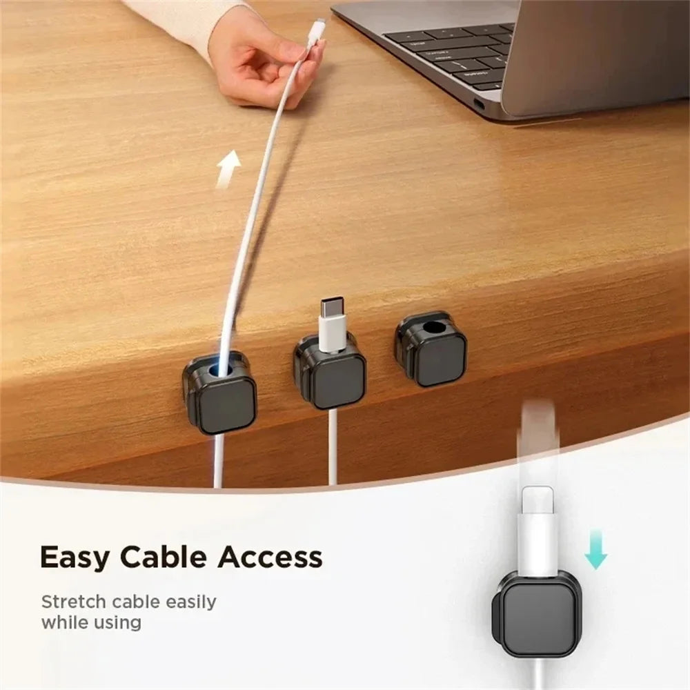 Magnetic Cable Organizer 6 PC Adhesive Cord Clips for Desk & Home Office