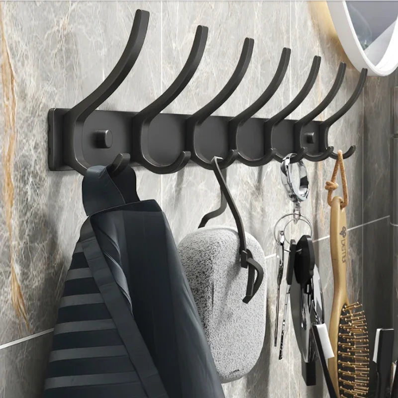 Foldable Wall Hook Rack 6 Hook Coat & Towel Hanger for Bathroom or Kitchen