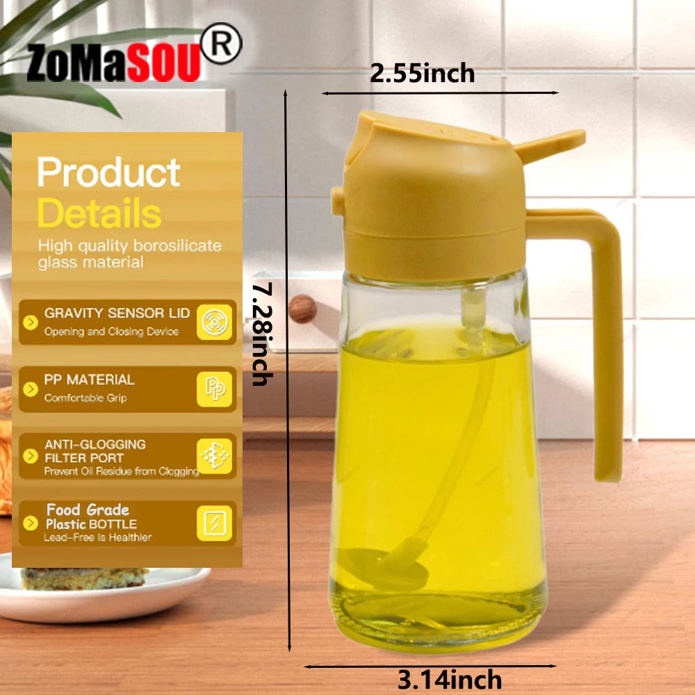 2-in-1 Oil & Sauce Dispenser Bottle Leak-Proof Pourer for Kitchen, BBQ & Cooking