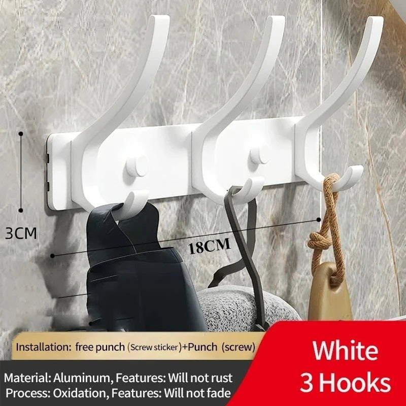 Foldable Wall Hook Rack 6 Hook Coat & Towel Hanger for Bathroom or Kitchen