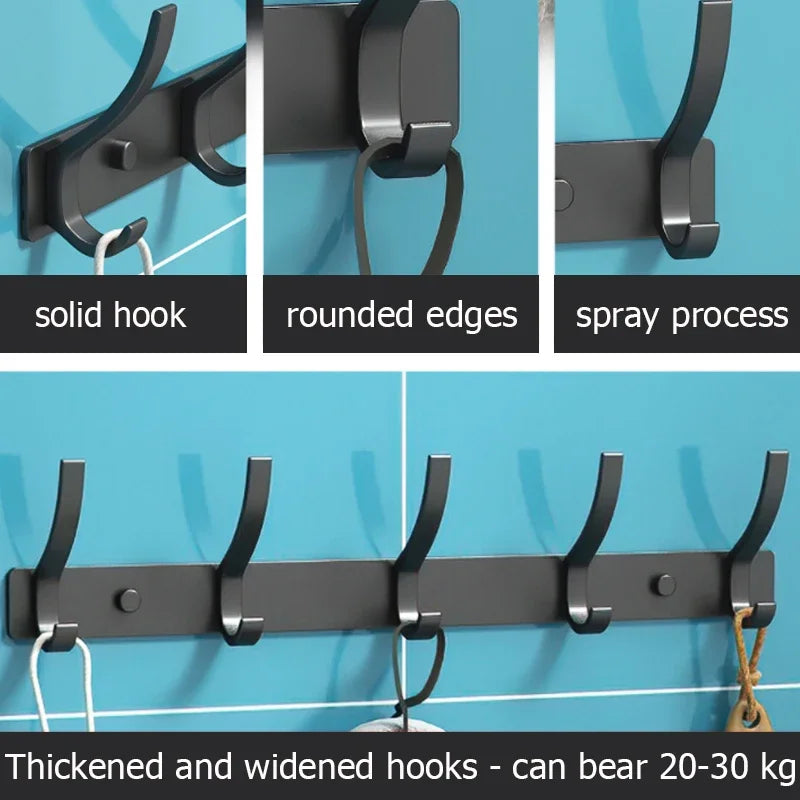 Foldable Wall Hook Rack 6 Hook Coat & Towel Hanger for Bathroom or Kitchen