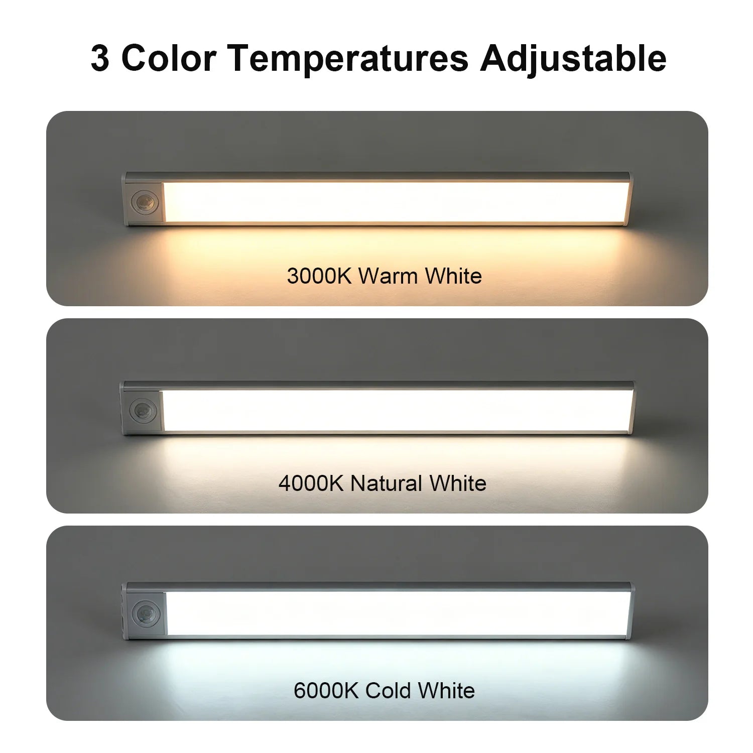 Glow Strip Closet Light Rechargeable Motion Sensor LED, 3 Colors