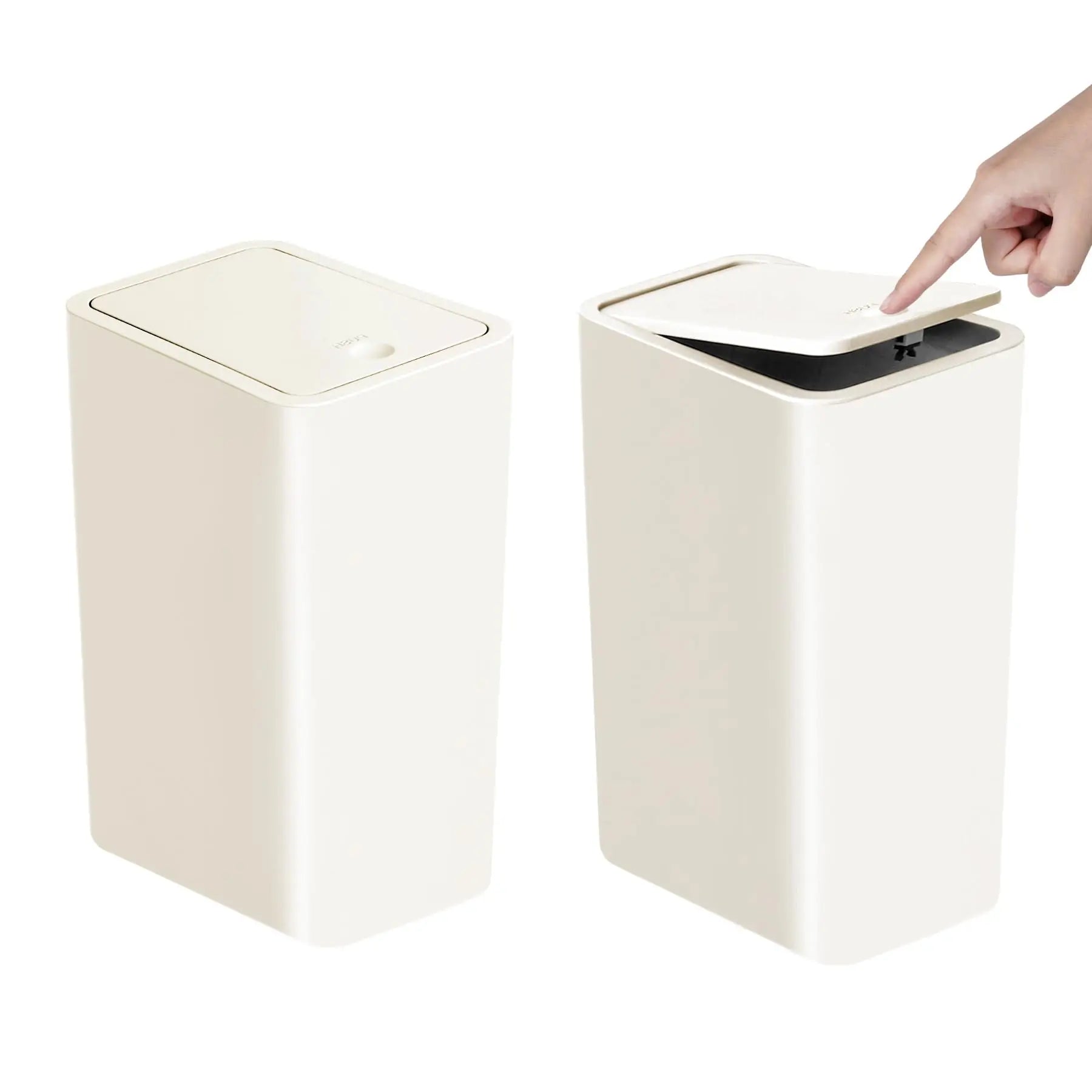 10L Press-Top Bathroom Trash Can Slim Pop-Up Lid Wastebasket for Bedroom & Living Room