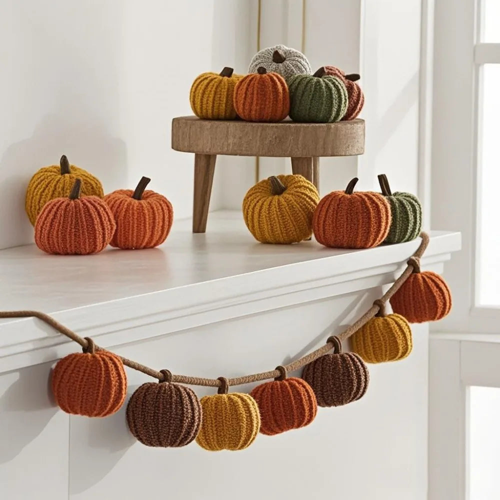 Crochet Pumpkin Ornaments Set Handmade Knitted Fall Pumpkin Decor for Halloween Thanksgiving Table Centerpiece Home Decoration
