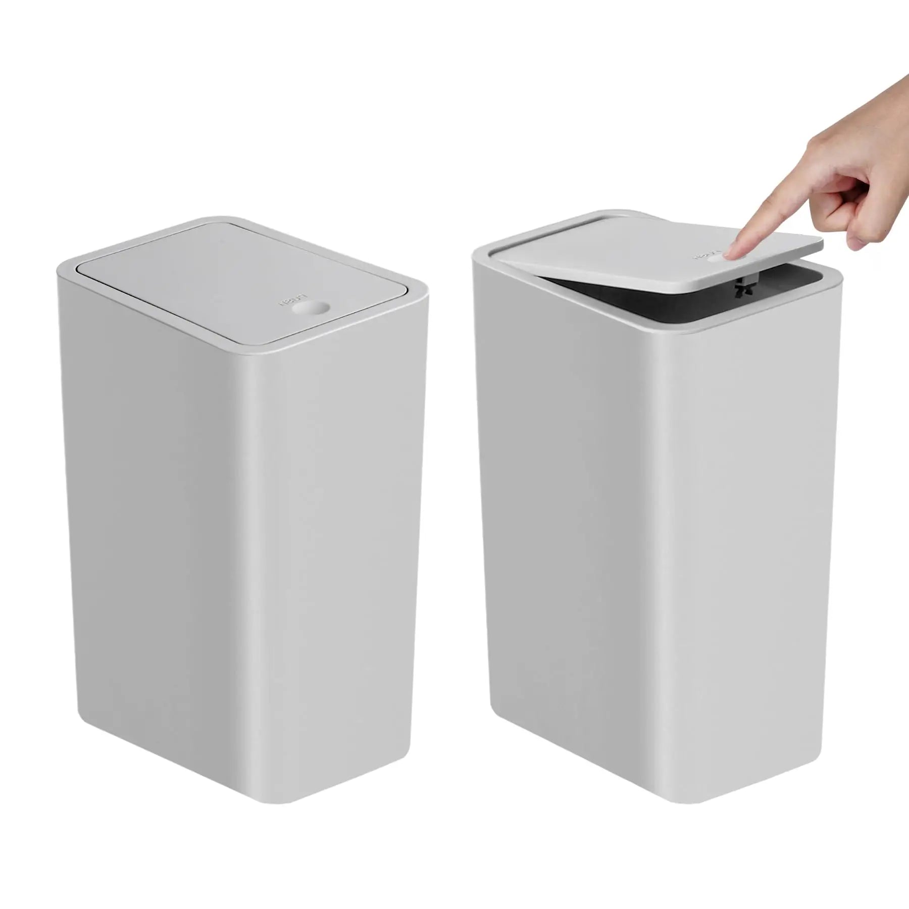 10L Press-Top Bathroom Trash Can Slim Pop-Up Lid Wastebasket for Bedroom & Living Room