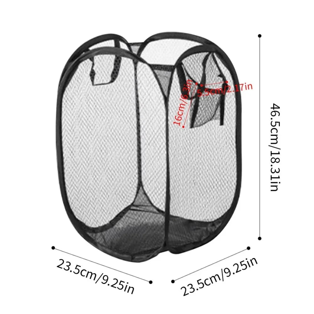 Collapsible Pop-Up Laundry Hamper Portable Mesh Basket for Bedroom, Dorm & Travel