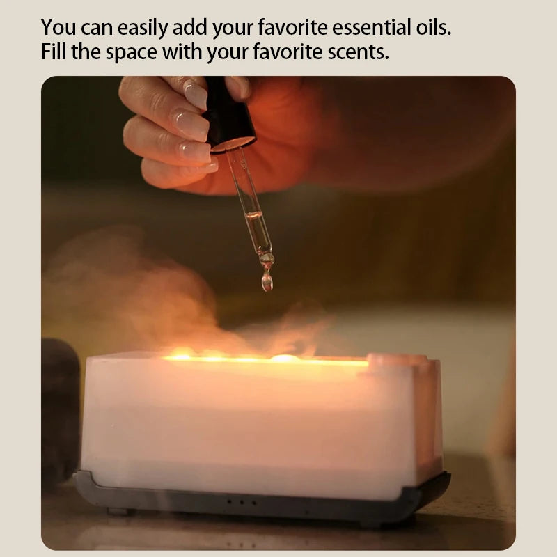 Flame Aroma Diffuser Ultrasonic Cool Mist Essential Oil Diffuser with LED Flame Effect
