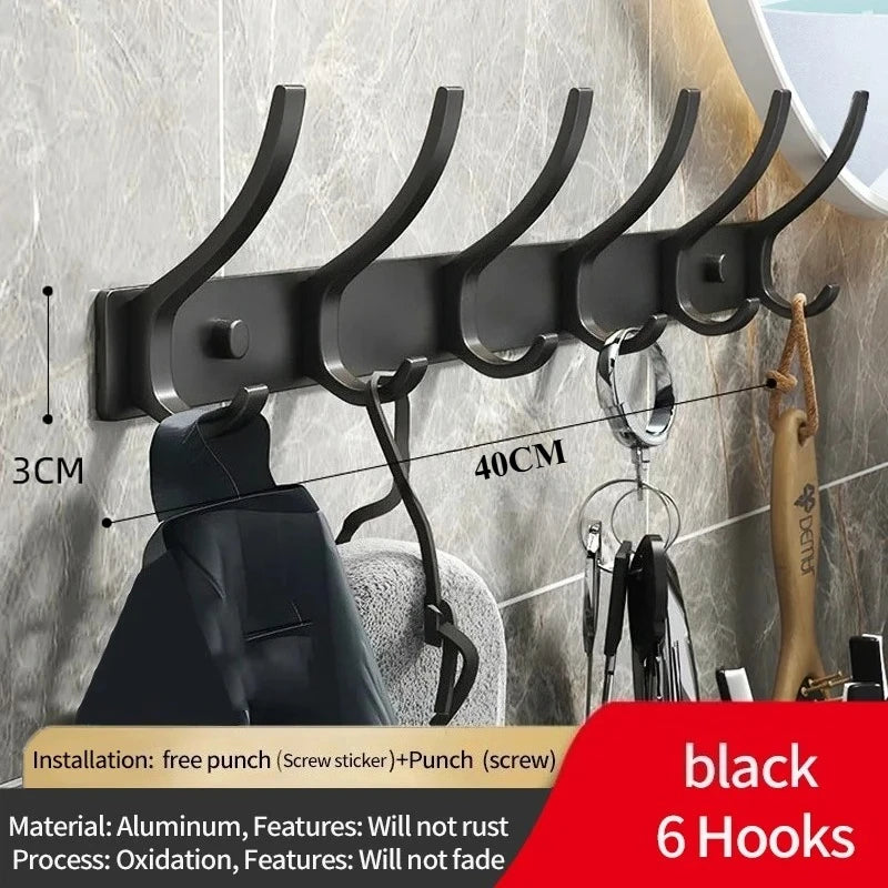 Foldable Wall Hook Rack 6 Hook Coat & Towel Hanger for Bathroom or Kitchen