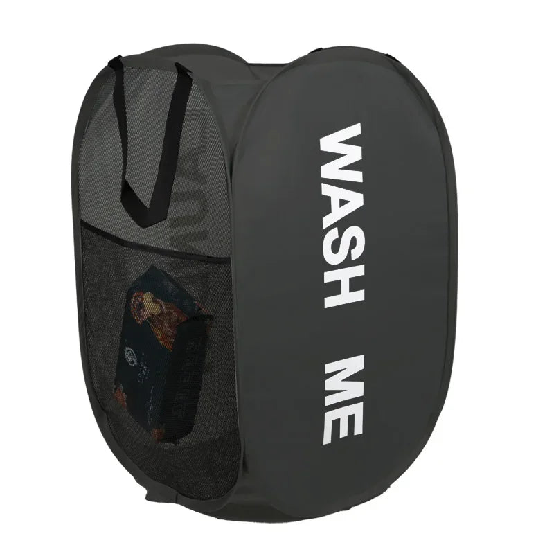 Collapsible Pop-Up Laundry Hamper Portable Mesh Basket for Bedroom, Dorm & Travel