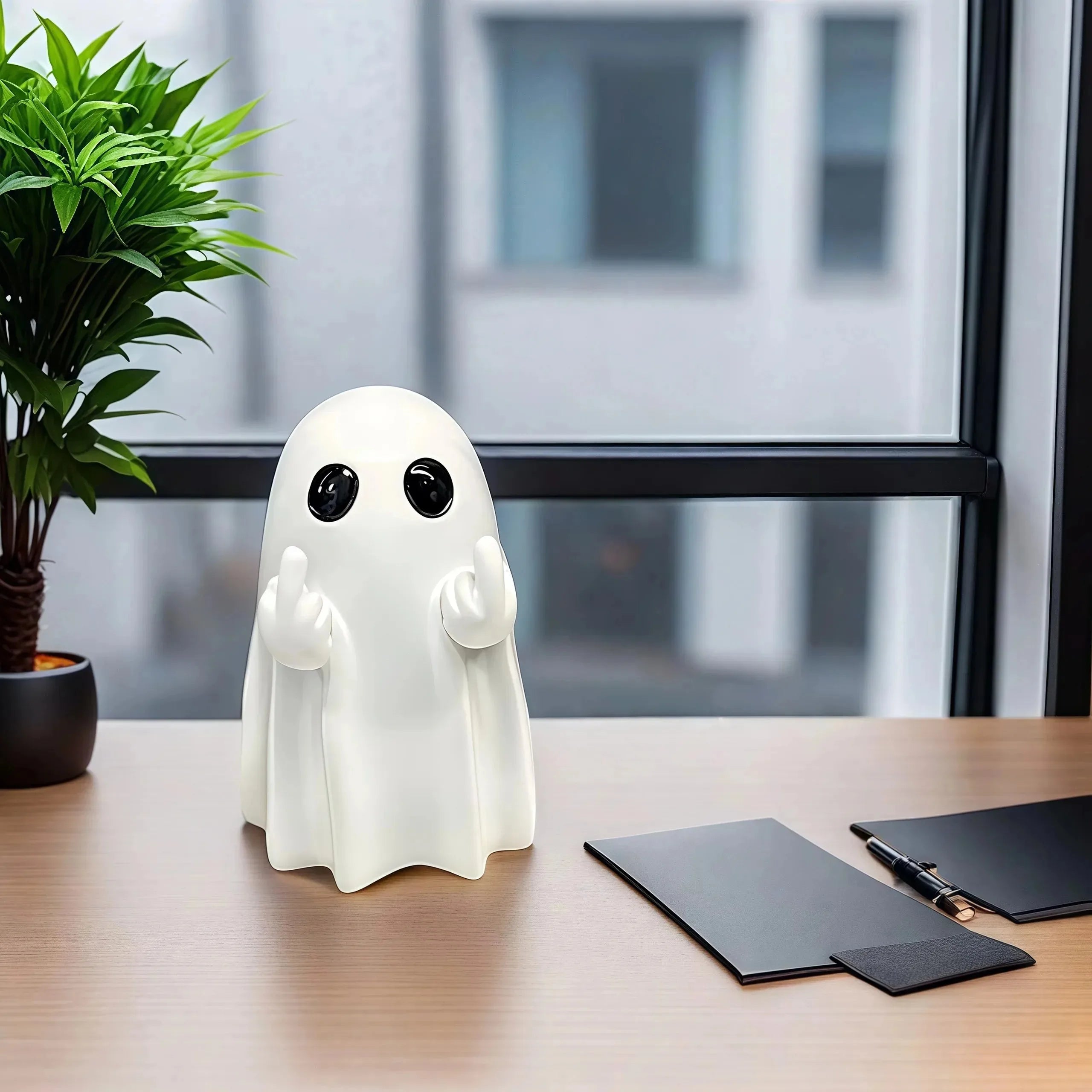 Funny Ghost Statue Figurine Mini Resin Halloween Decor for Home Desk and Office
