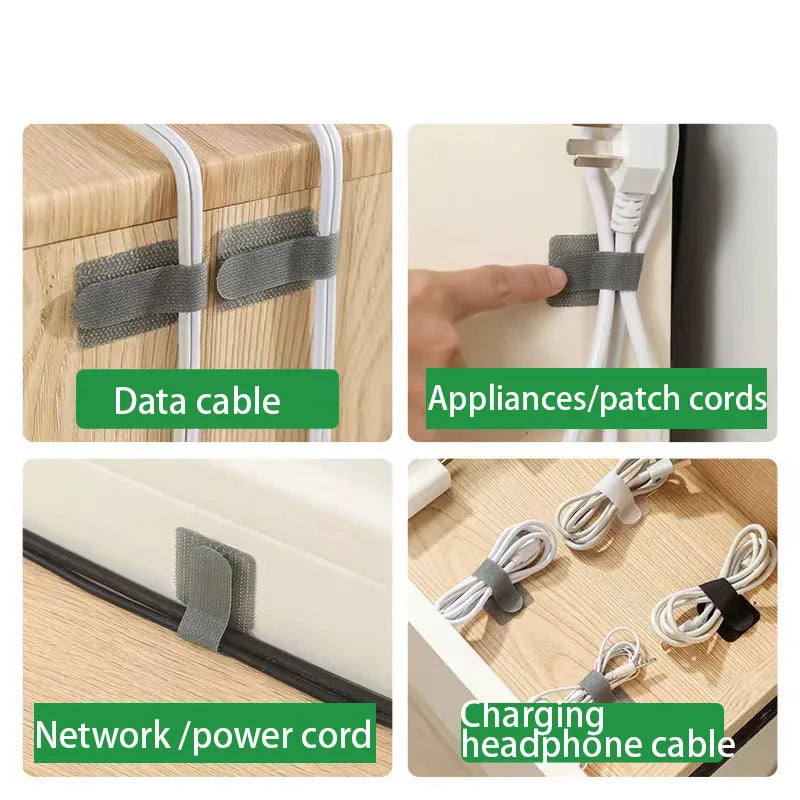 Reusable Self-Adhesive Cable Organizer Straps Desk & Wire Management for Home & Office
