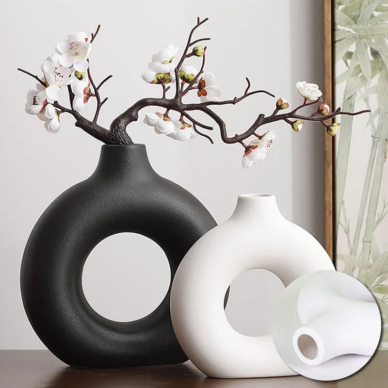 Minimalist Donut Vase Modern Ceramic Flower Pot