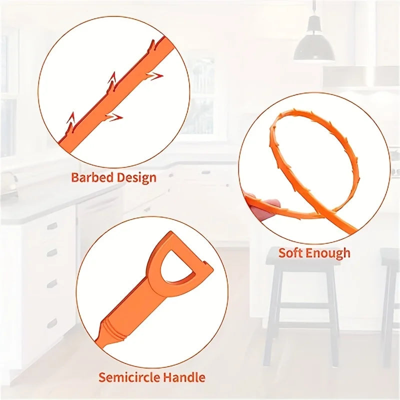 Flexible Drain Snake Hair & Clog Removal Tool (5-Pack)