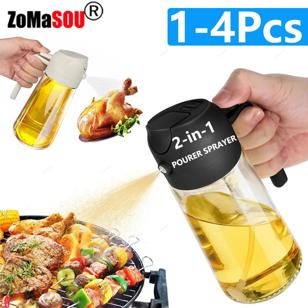 2-in-1 Oil & Sauce Dispenser Bottle Leak-Proof Pourer for Kitchen, BBQ & Cooking