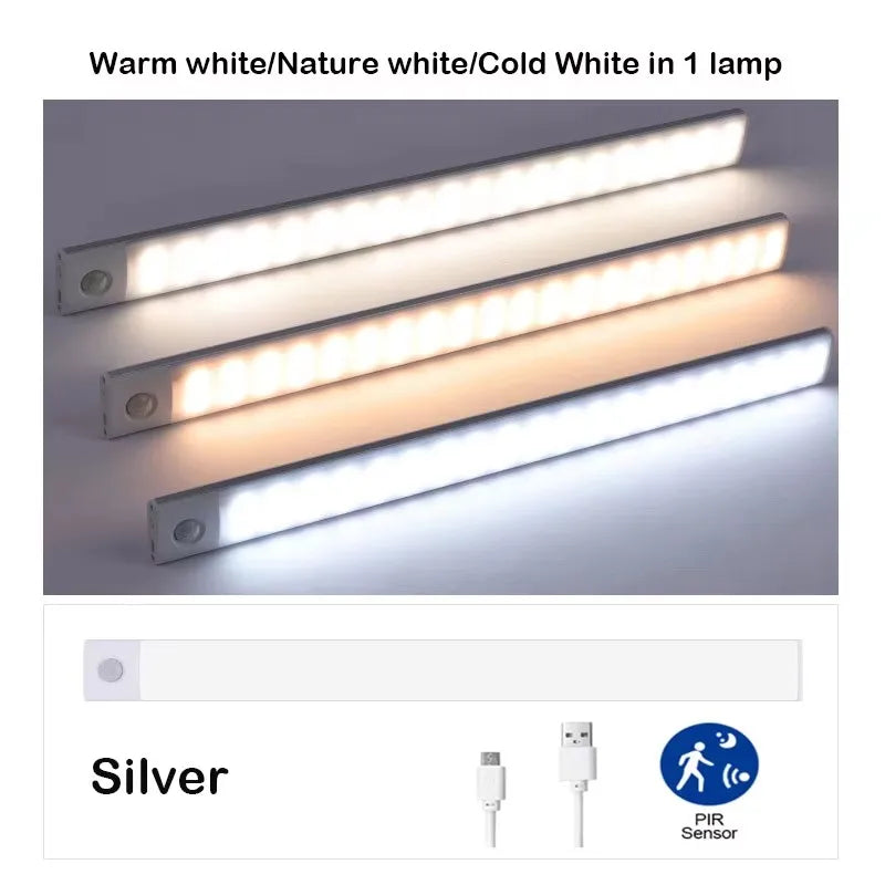 Glow Strip Closet Light Rechargeable Motion Sensor LED, 3 Colors