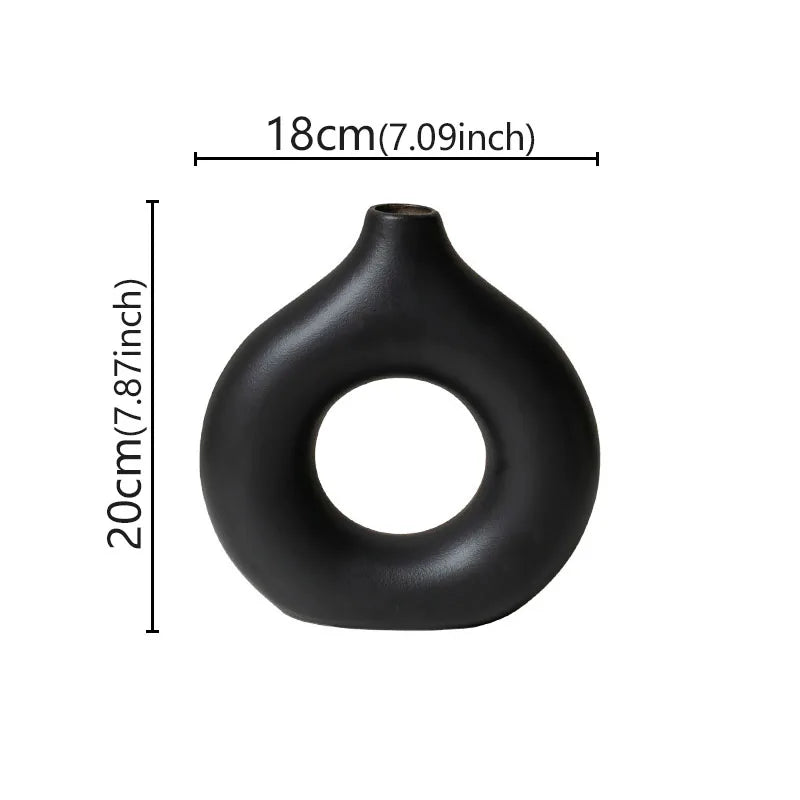 Minimalist Donut Vase Modern Ceramic Flower Pot