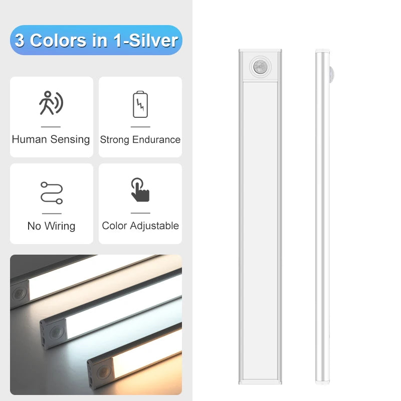 Glow Strip Closet Light Rechargeable Motion Sensor LED, 3 Colors