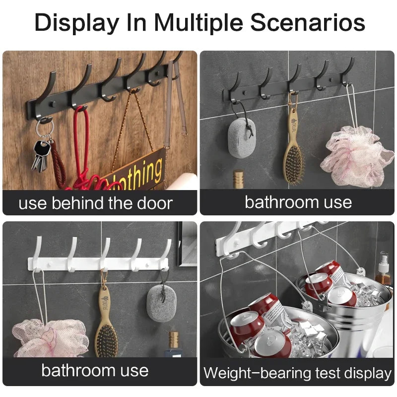 Foldable Wall Hook Rack 6 Hook Coat & Towel Hanger for Bathroom or Kitchen