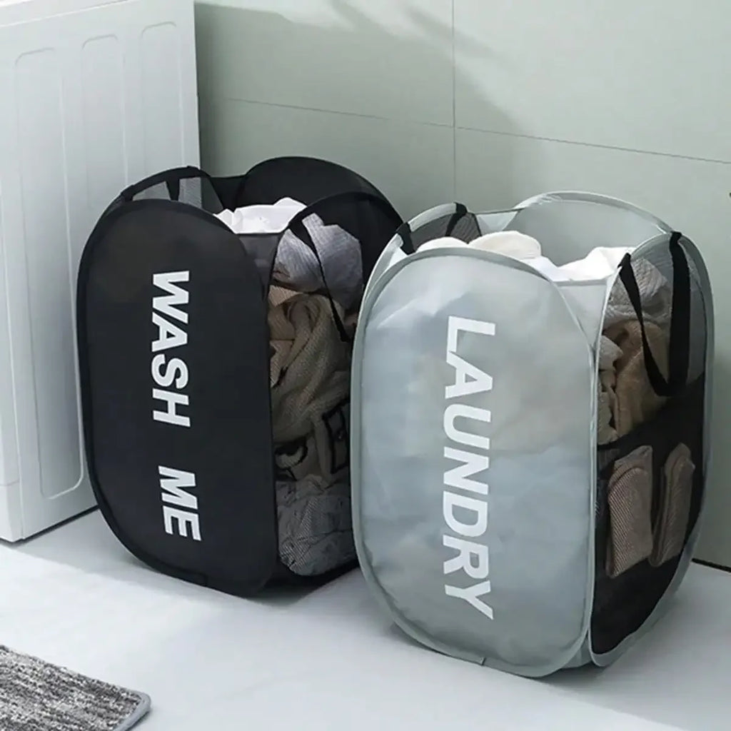 Collapsible Pop-Up Laundry Hamper Portable Mesh Basket for Bedroom, Dorm & Travel