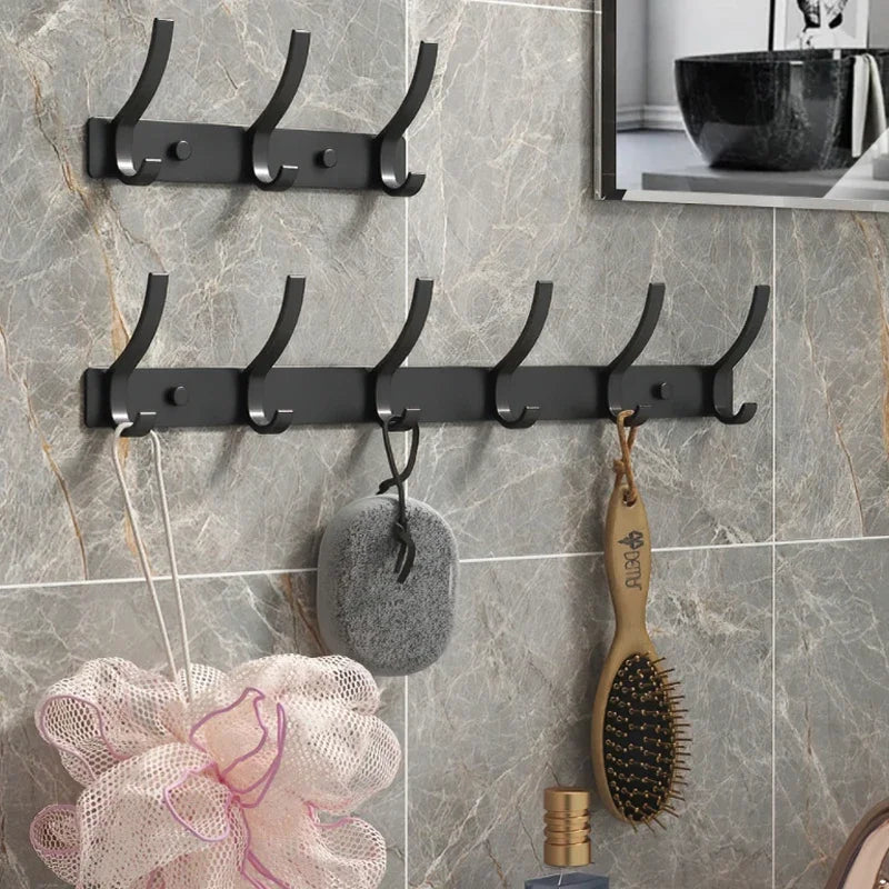 Foldable Wall Hook Rack 6 Hook Coat & Towel Hanger for Bathroom or Kitchen