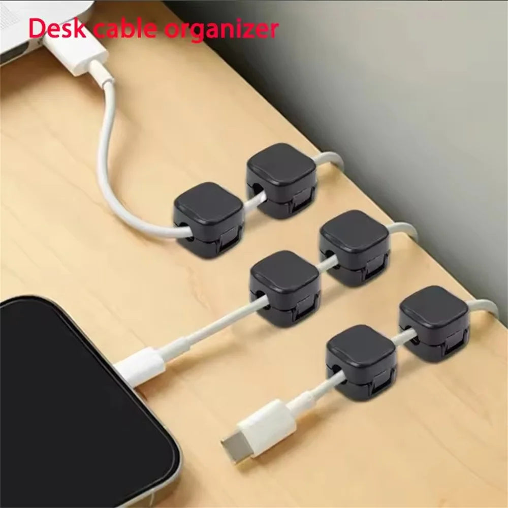 Magnetic Cable Organizer 6 PC Adhesive Cord Clips for Desk & Home Office