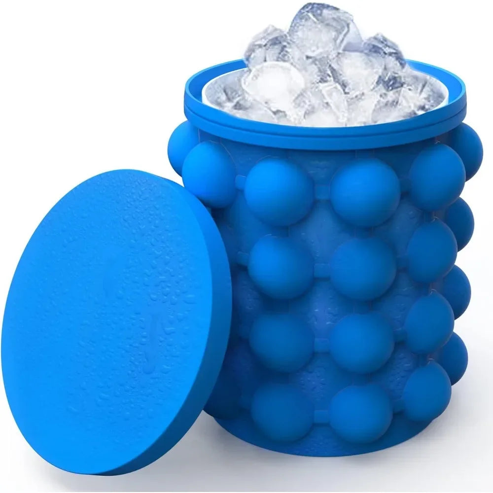 2-in-1 Silicone Ice Bucket & Ice Cube Mold Portable Drink Maker