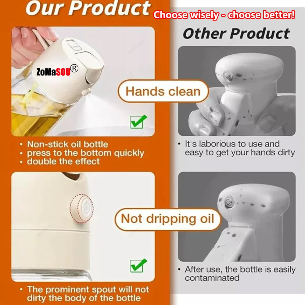 2-in-1 Oil & Sauce Dispenser Bottle Leak-Proof Pourer for Kitchen, BBQ & Cooking