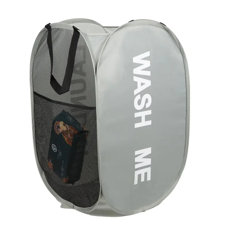 Collapsible Pop-Up Laundry Hamper Portable Mesh Basket for Bedroom, Dorm & Travel
