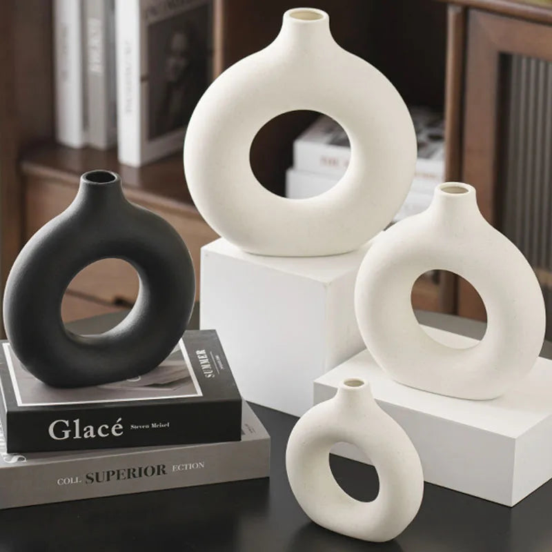 Minimalist Donut Vase Modern Ceramic Flower Pot