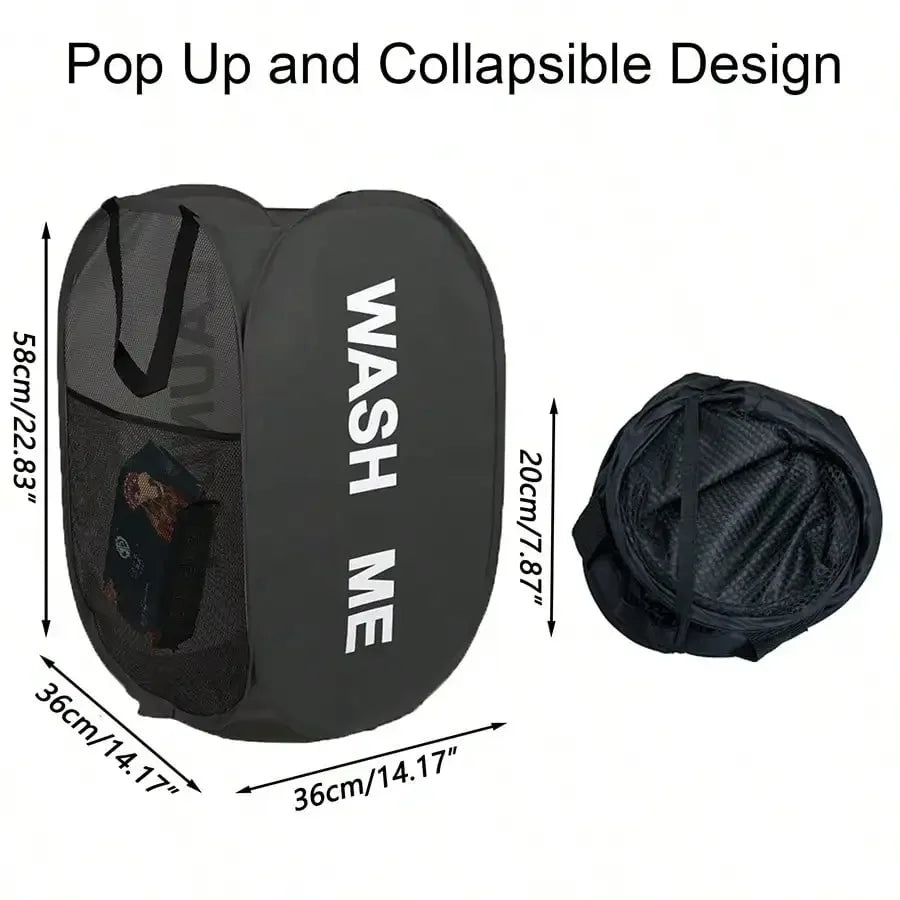 Collapsible Pop-Up Laundry Hamper Portable Mesh Basket for Bedroom, Dorm & Travel