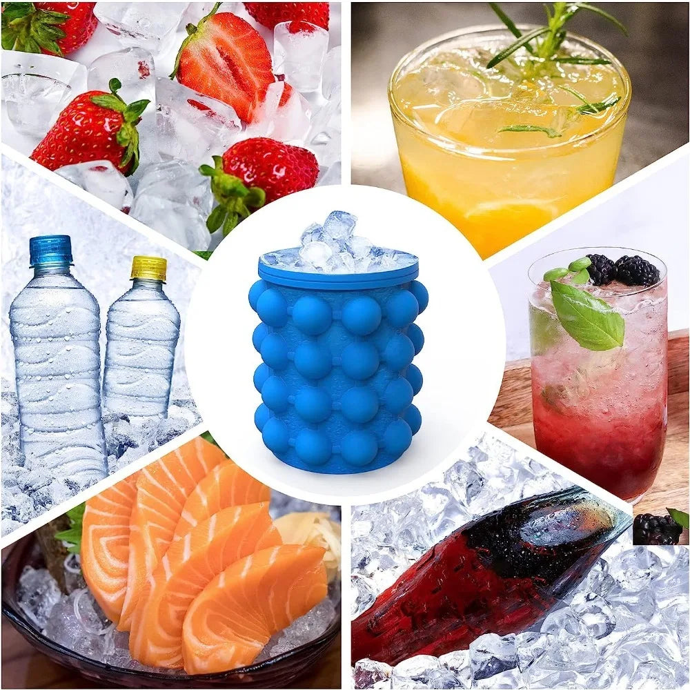 2-in-1 Silicone Ice Bucket & Ice Cube Mold Portable Drink Maker