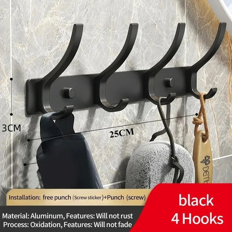 Foldable Wall Hook Rack 6 Hook Coat & Towel Hanger for Bathroom or Kitchen