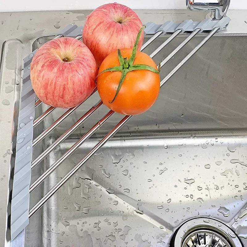 Roll-Up Sink Drying Rack Foldable Stainless Steel Organizer
