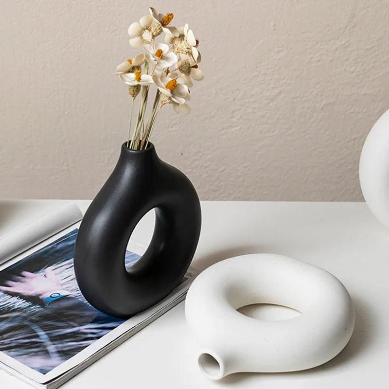 Minimalist Donut Vase Modern Ceramic Flower Pot