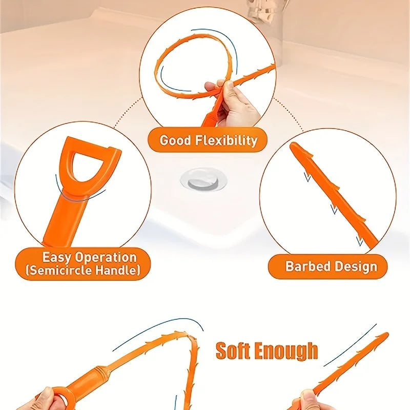 Flexible Drain Snake Hair & Clog Removal Tool (5-Pack)