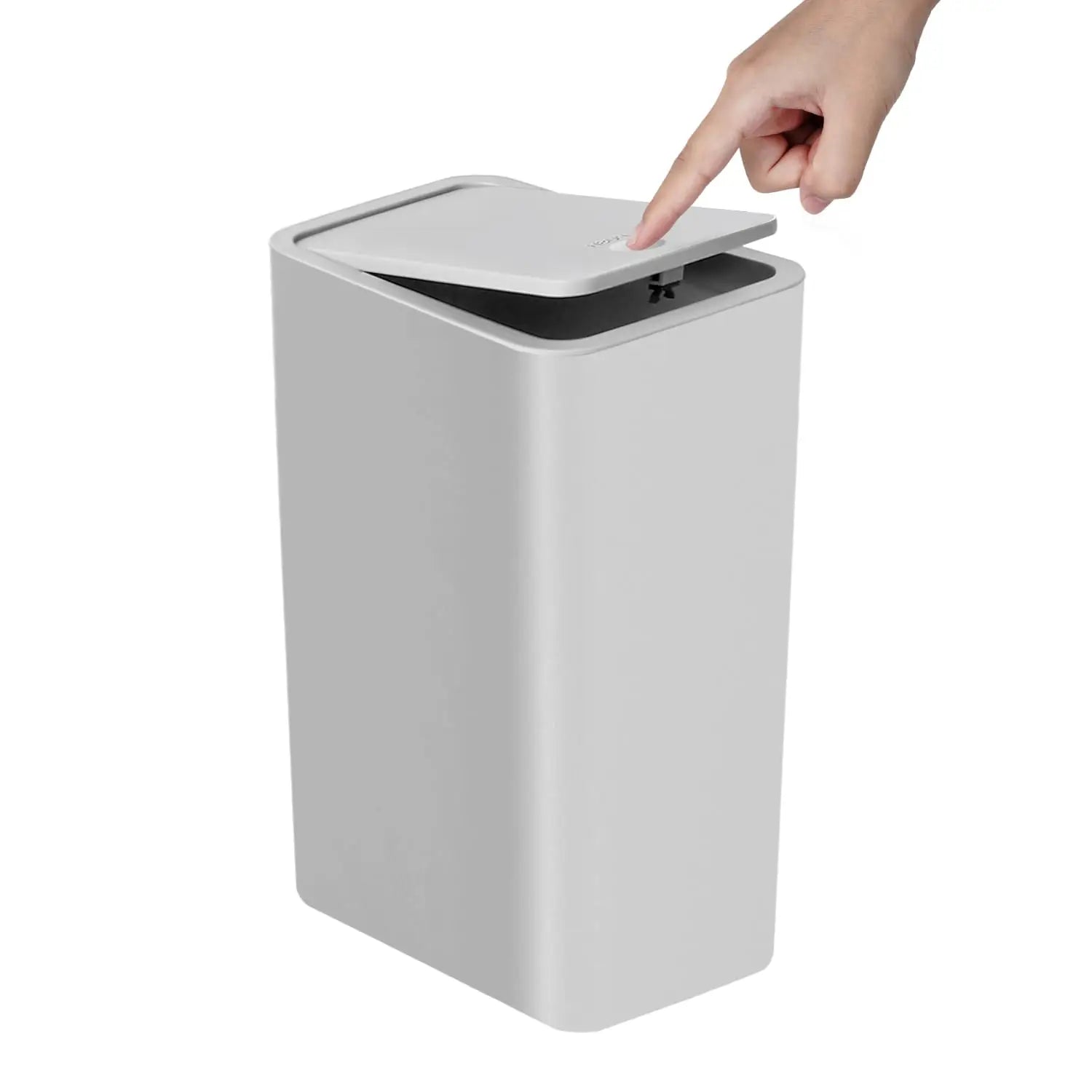 10L Press-Top Bathroom Trash Can Slim Pop-Up Lid Wastebasket for Bedroom & Living Room